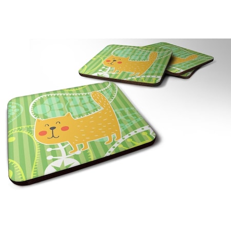 Cat On Paisley Foam Coasters - Set Of 4